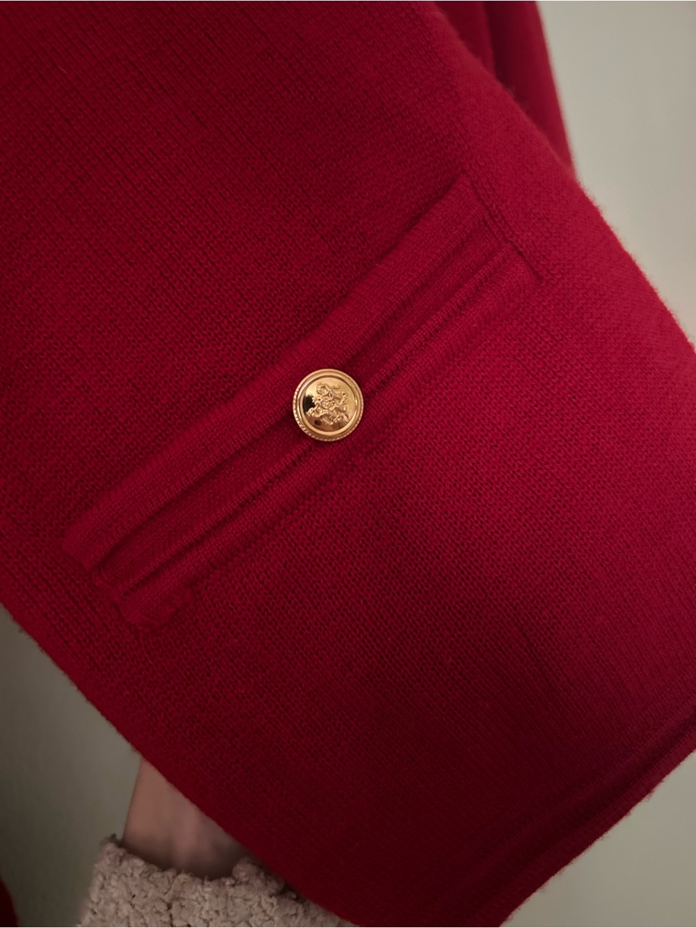 Vintage 80s-90s Talbots 100% Merino Wool Red Cardigan Blazer Sweater Size Small - Picture 4 of 4
